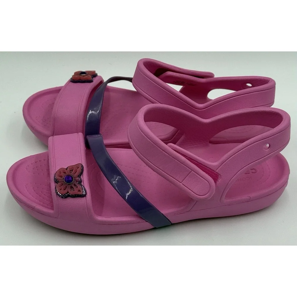 Crocs‎ Pink & Purple Little Girl Sandals Open Toe J3 Butterfly
